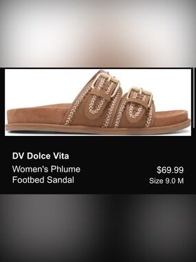 Dolce Vita Phlume Tan Suede Double-Buckle Slide